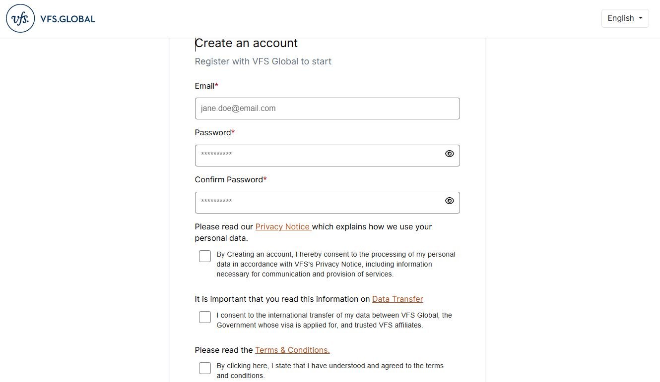 Visa Booking System Screenshot