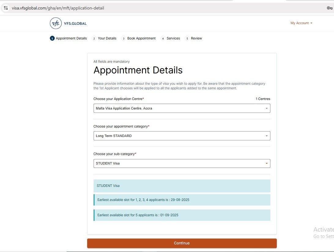 Visa Booking System Screenshot