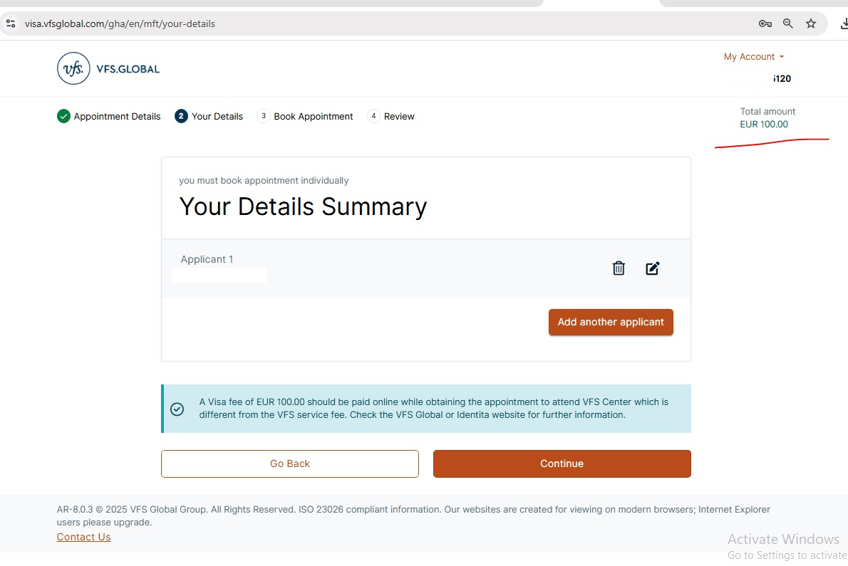 Visa Booking System Screenshot